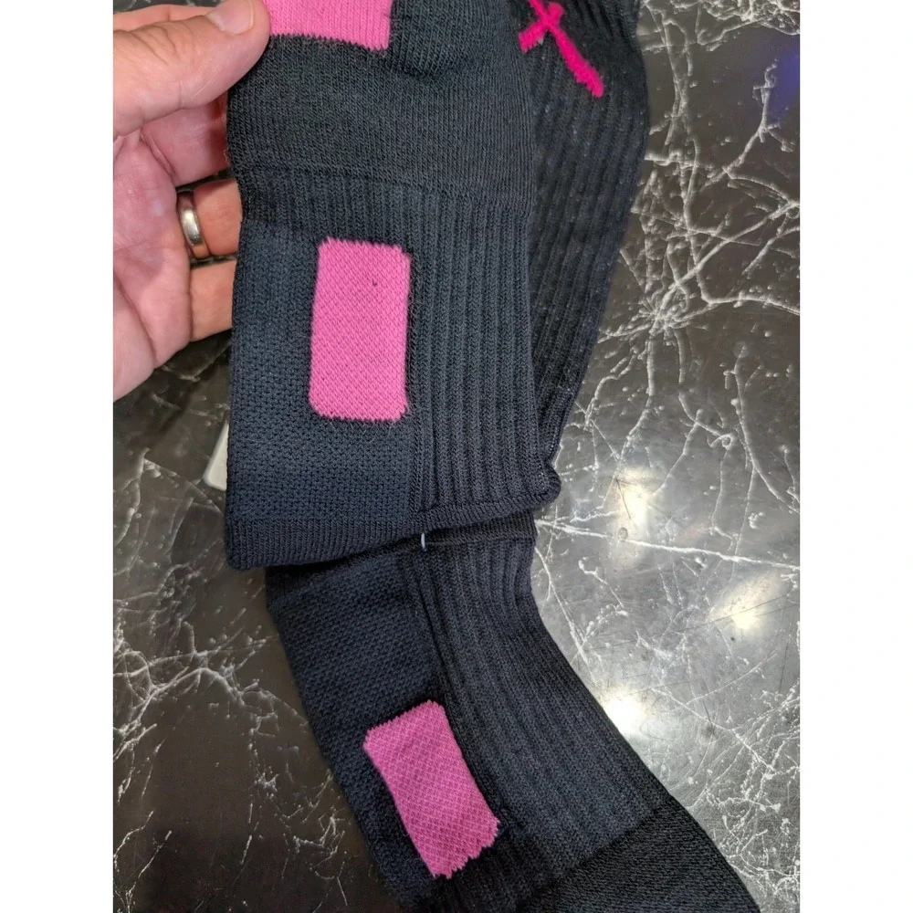 Red Lion Products Black Pink Breast Cancer Socks NWT Size L Unisex Made In‎ USA